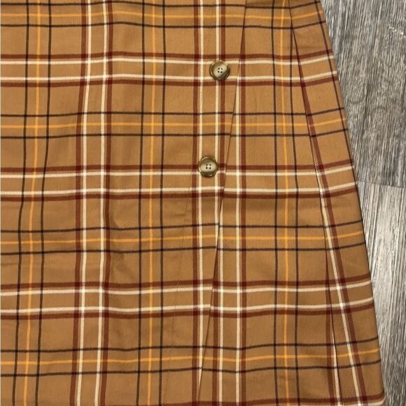 Loft outlet brown plaid side button mini skirt size 2P NWT - Picture 3 of 8